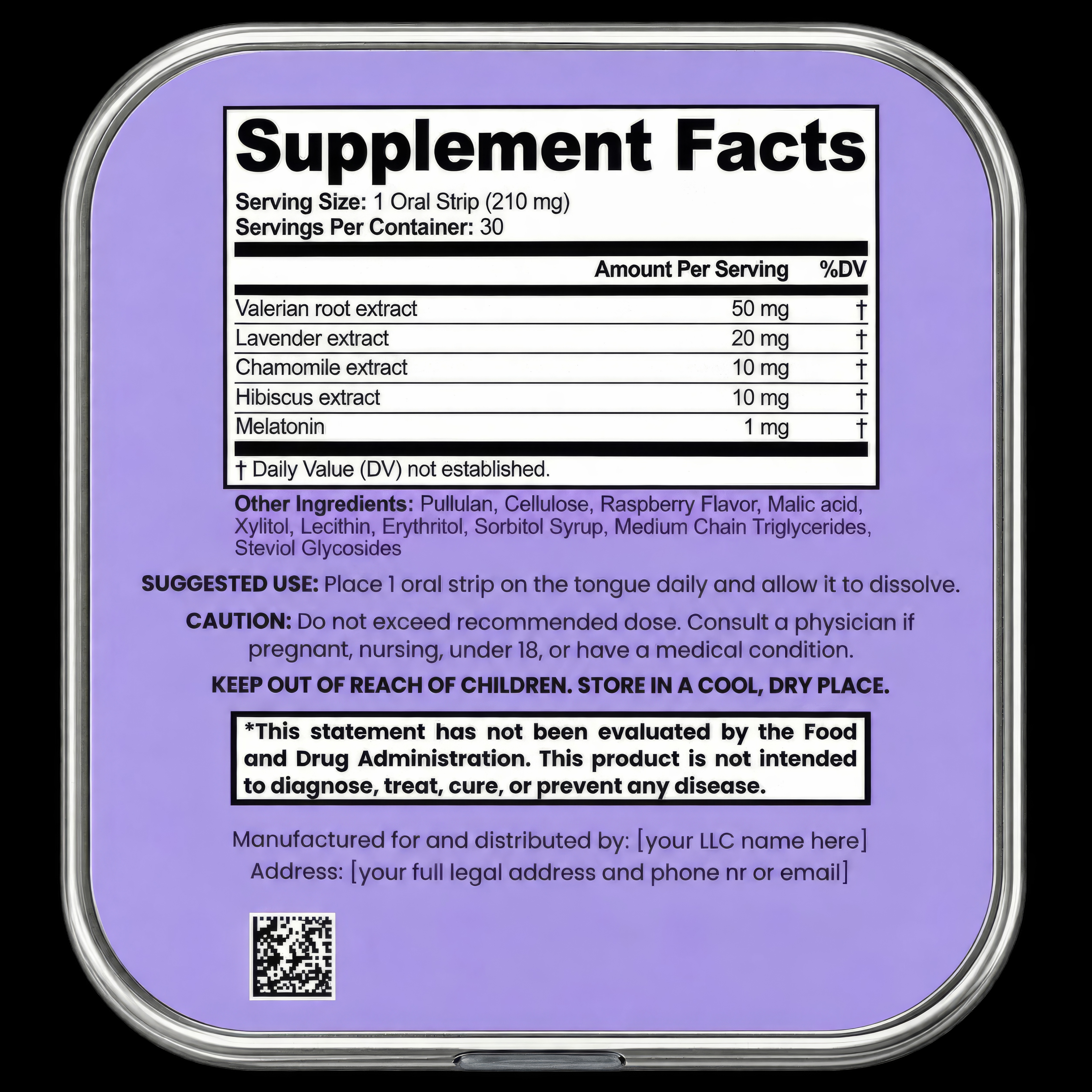 sleep · valerian + melatonin — supplement facts