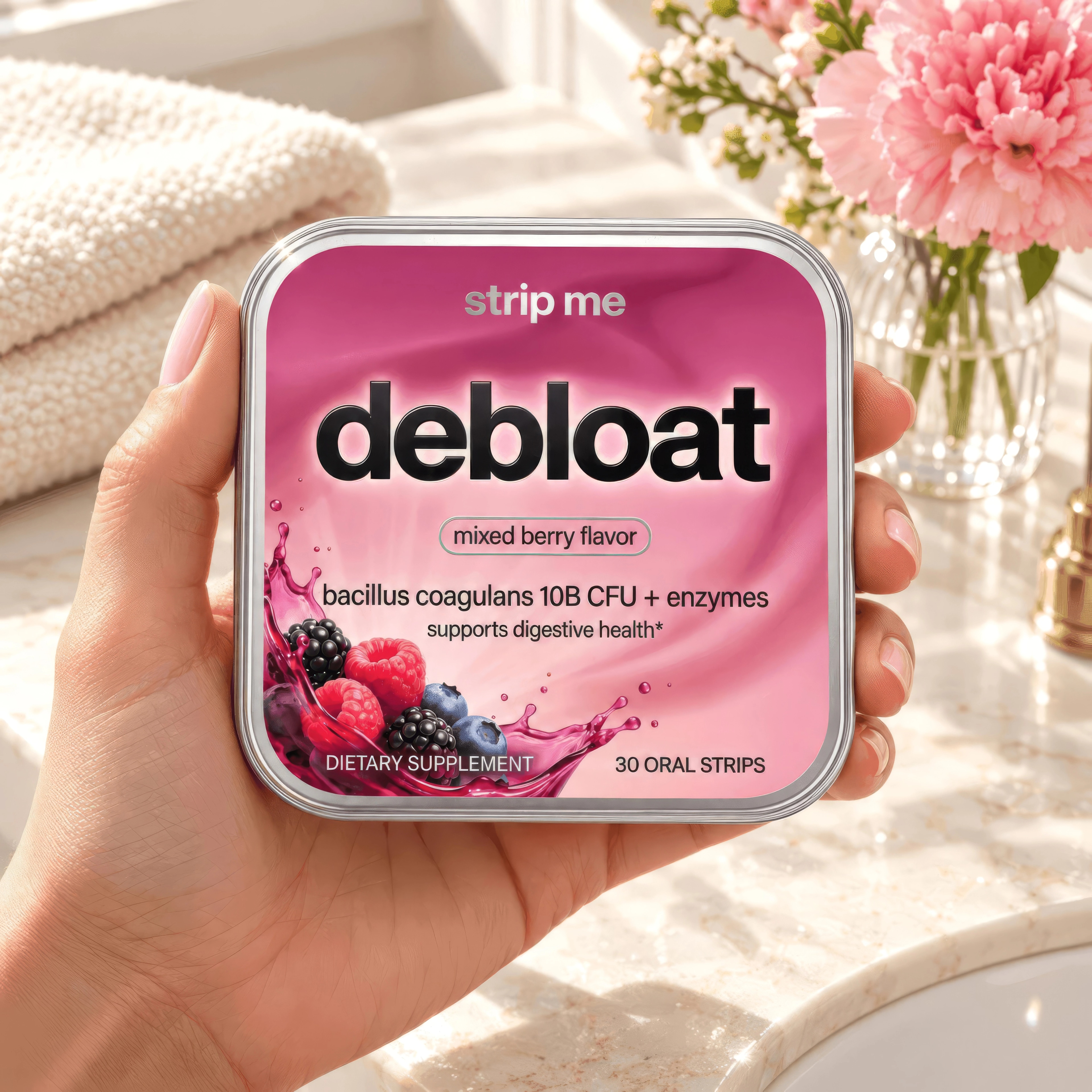 debloat · enzymes + gut health — lifestyle photo